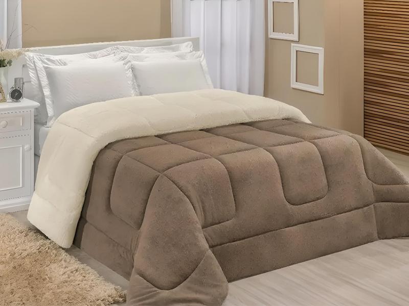 Coberdrom Casal Queen Sherpa Edredrom Pele de Carneiro 2,40m x 2,20m