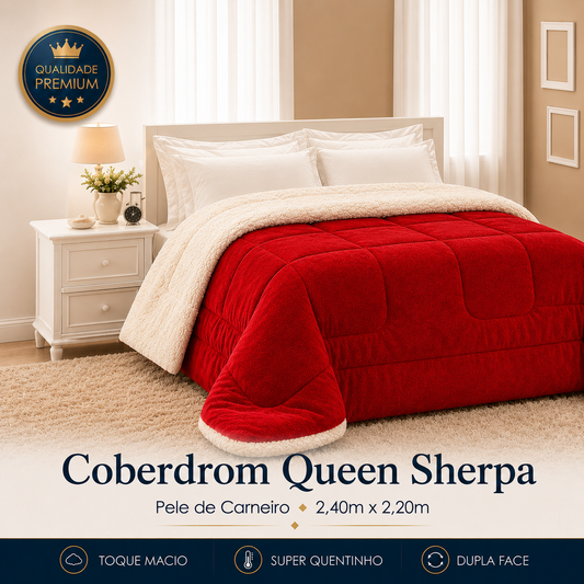 Coberdrom Casal Queen Sherpa Edredrom Pele de Carneiro 2,40m x 2,20m